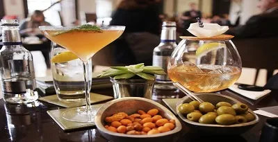 Cocktails and mezze at the hotel bar